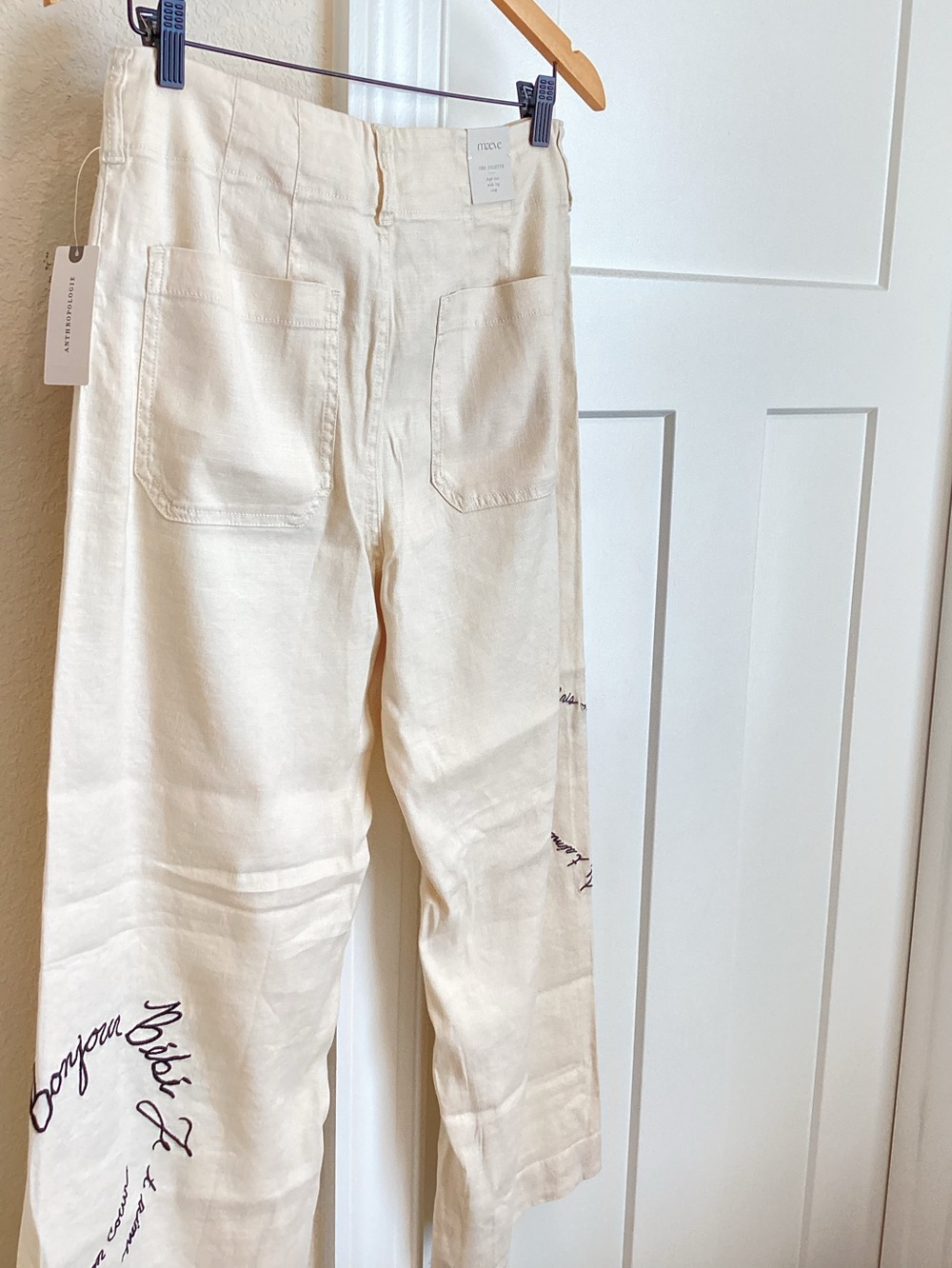 🇫🇷Anthropologie Colette Pants Maeve Linen Cropped Wide-Leg Pants New 28 France - Picture 9 of 15